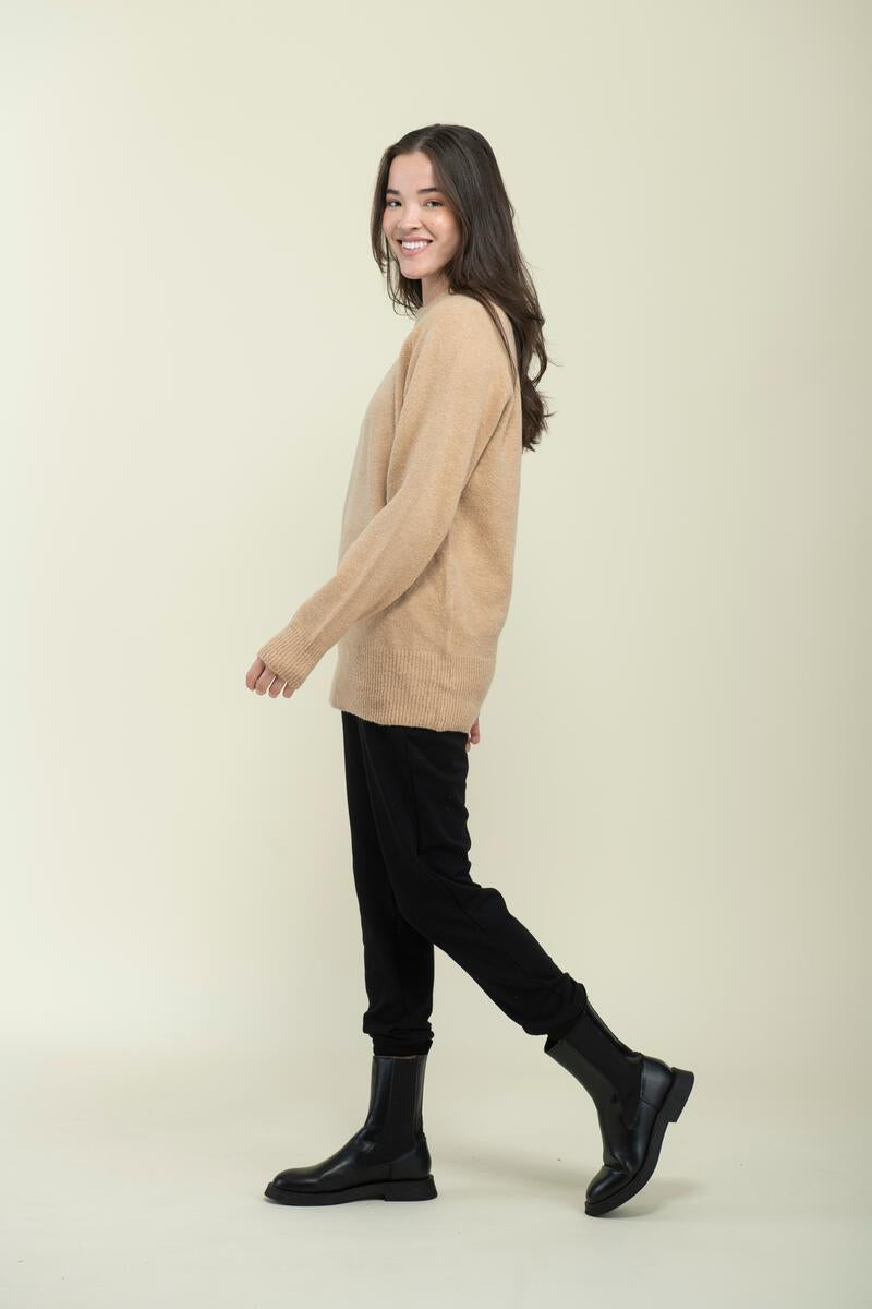 Ladies Emerson Oversized Sweater - Camel