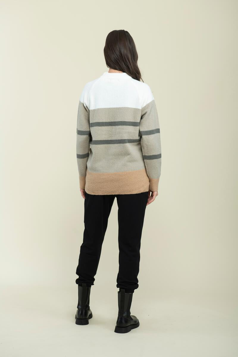 Ladies Emerson Oversized Sweater - Colour Block Stripe