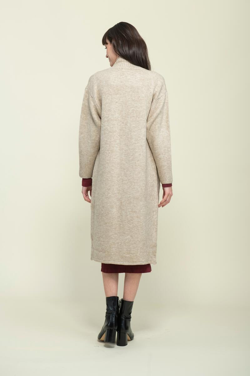 Ladies Vivian Oversize Long Cardi - Taupe