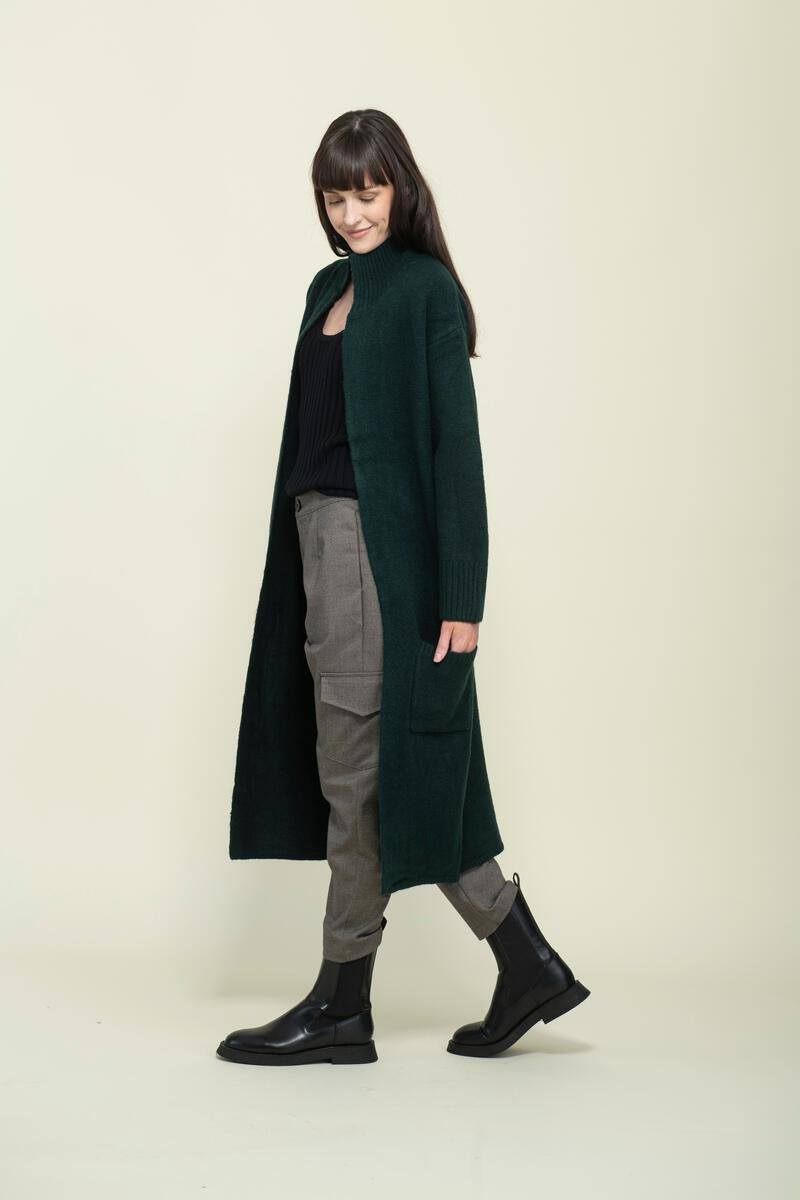 Ladies Vivian Oversize Long Cardi - Evergreen