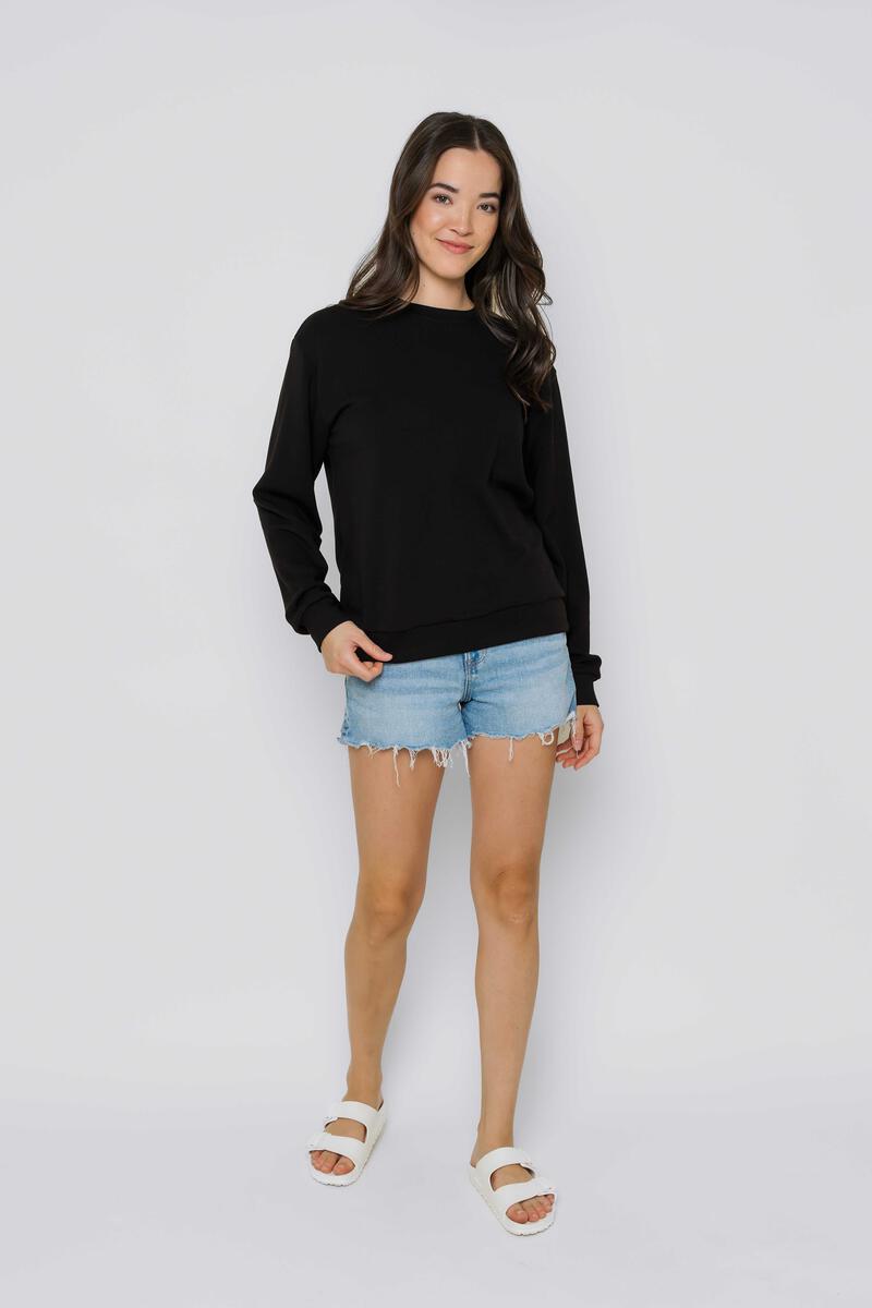 Ladies Jenna Luxe Fleece Crew - Black