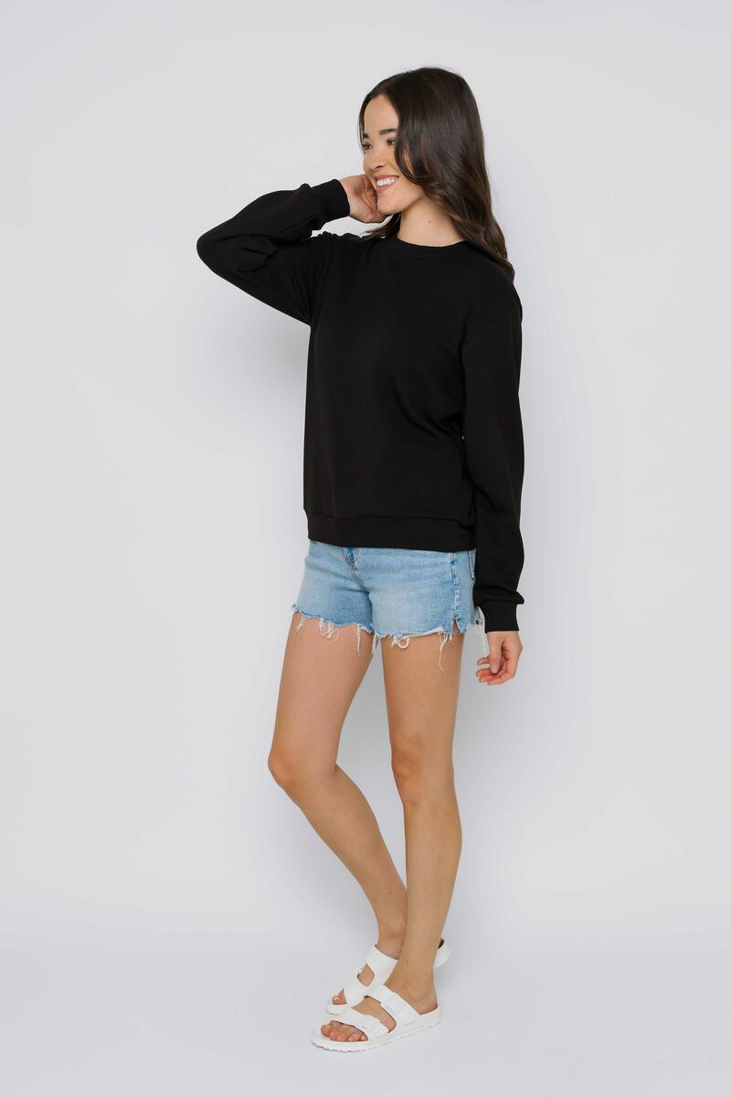 Ladies Jenna Luxe Fleece Crew - Black