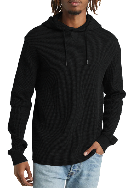 Boy's (4-16) Thermal Hoodie - Black