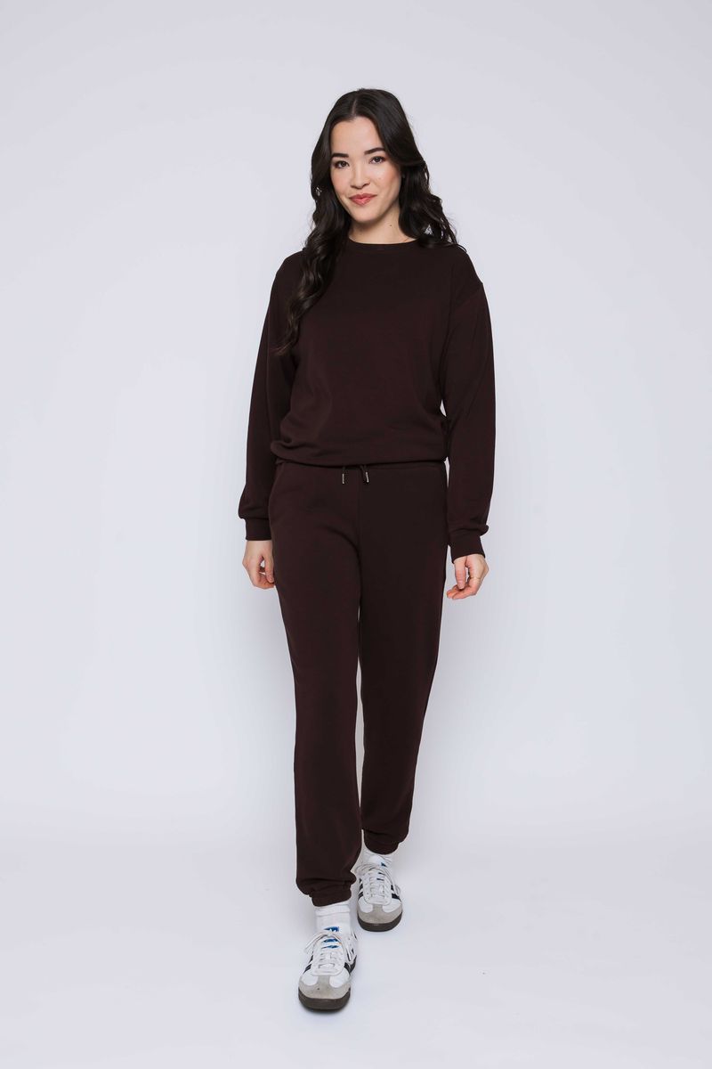 Ladies Jenna Luxe Fleece Crew - Chocolate