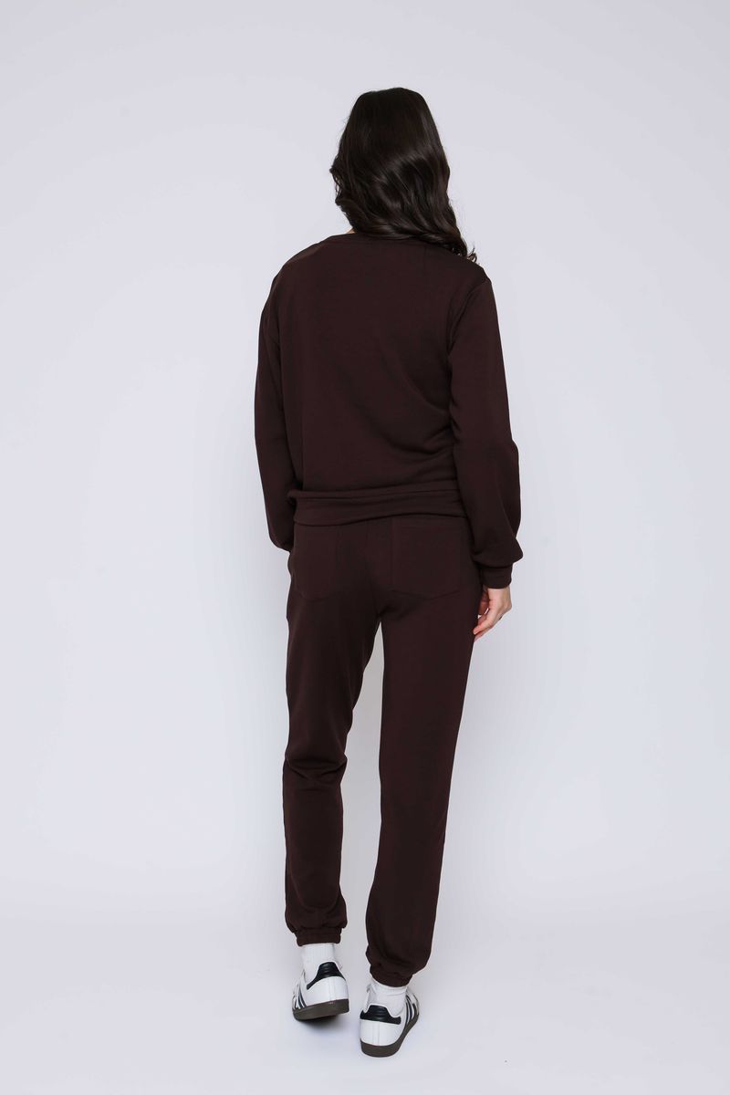 Ladies Jenna Luxe Fleece Crew - Chocolate