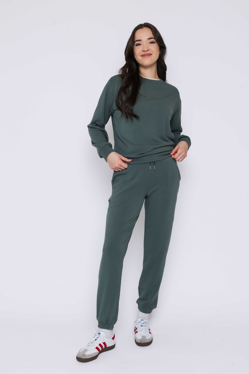 Ladies Jenna Luxe Fleece Crew - Thyme