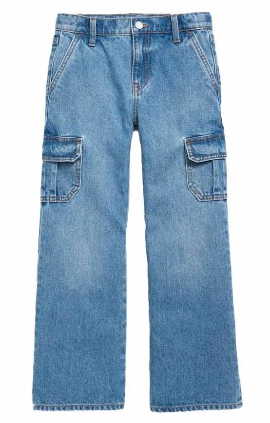 Girl's (7-16) High Rise Wide Leg Cargo Jean