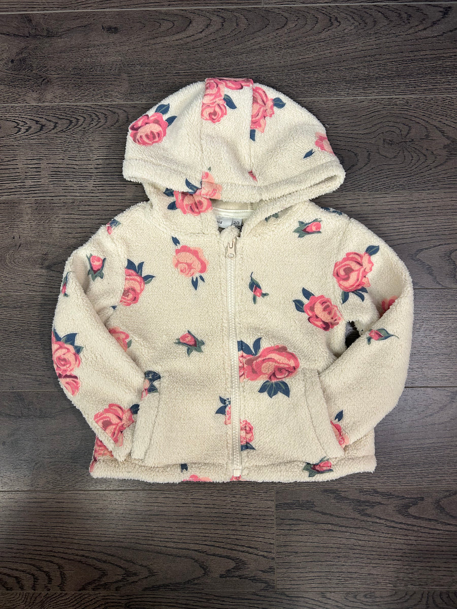 Girl's (2-7) Sherpa Zip Up Hoodie - Beige