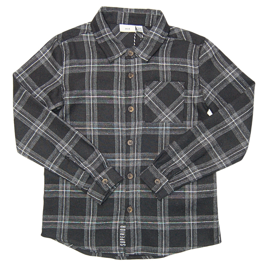 Infant Boy's Plaid Top - Black