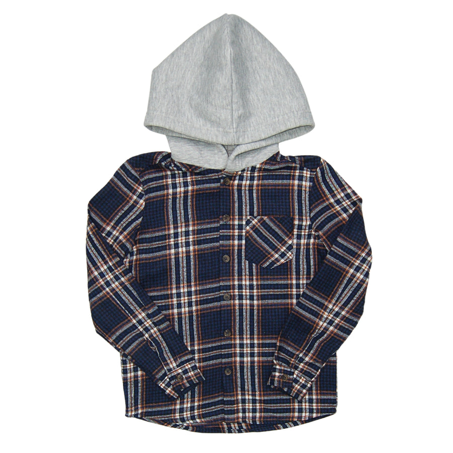 Boy's (2-14) Hooded Shirt - Forest