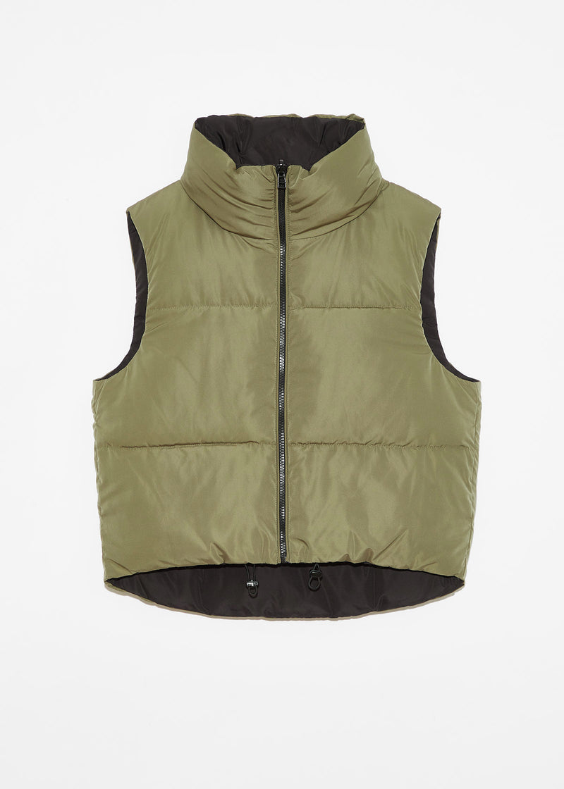 Ladies Kansas Reversible Puffer Vest - Brown/Army