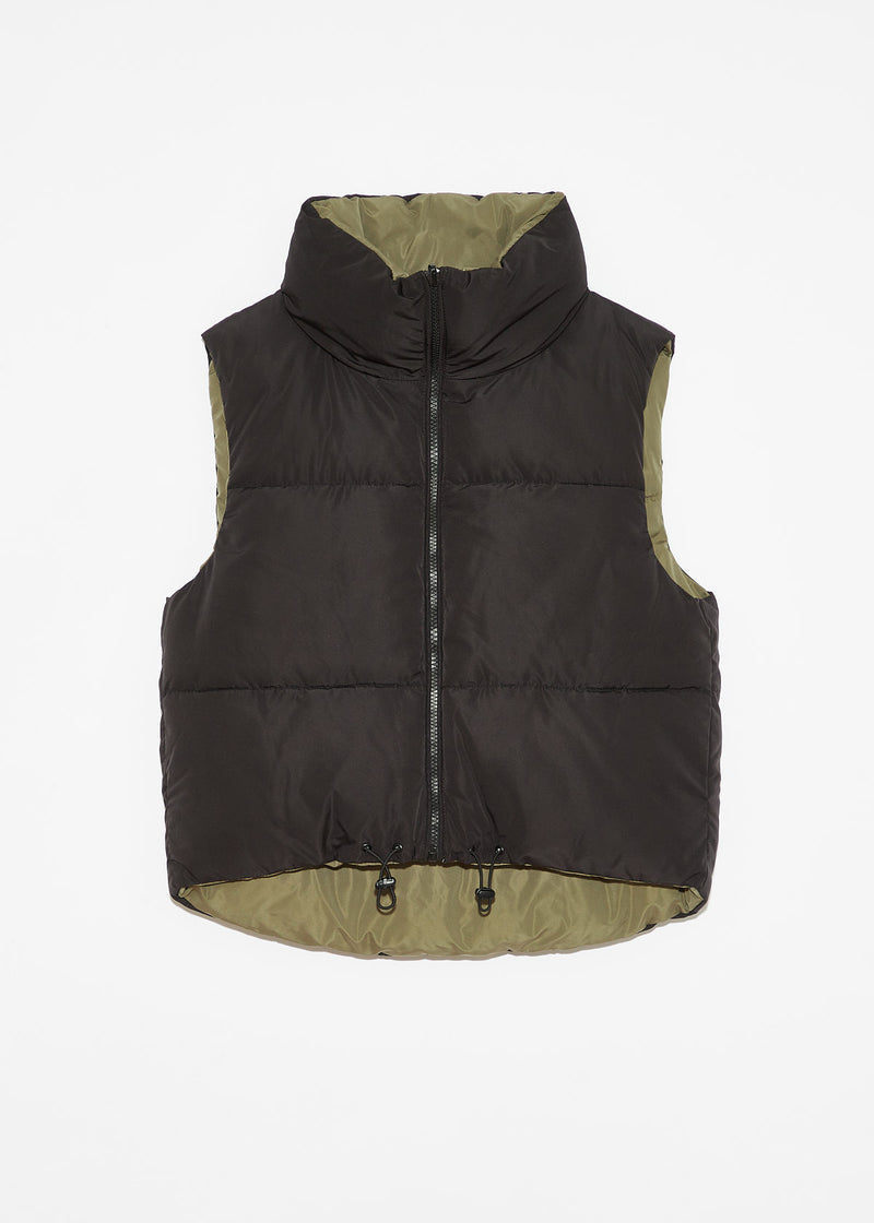 Ladies Kansas Reversible Puffer Vest - Brown/Army