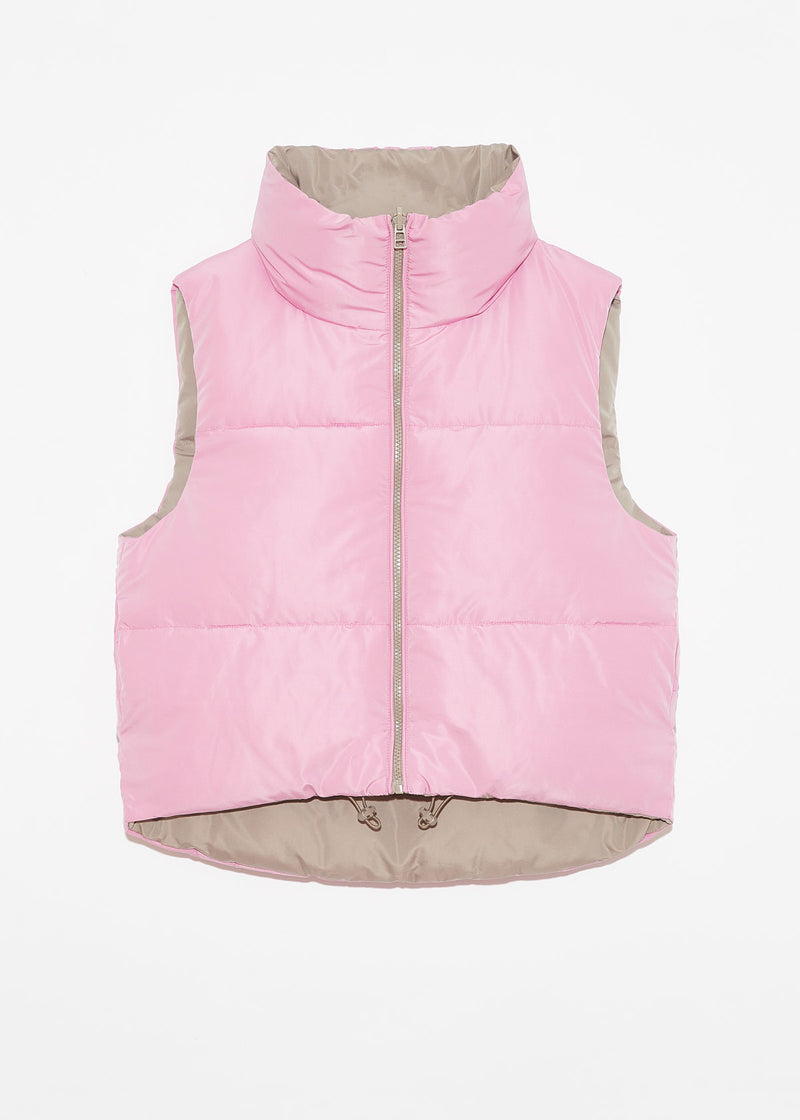 Ladies Kansas Reversible Puffer Vest - Pink & Mink