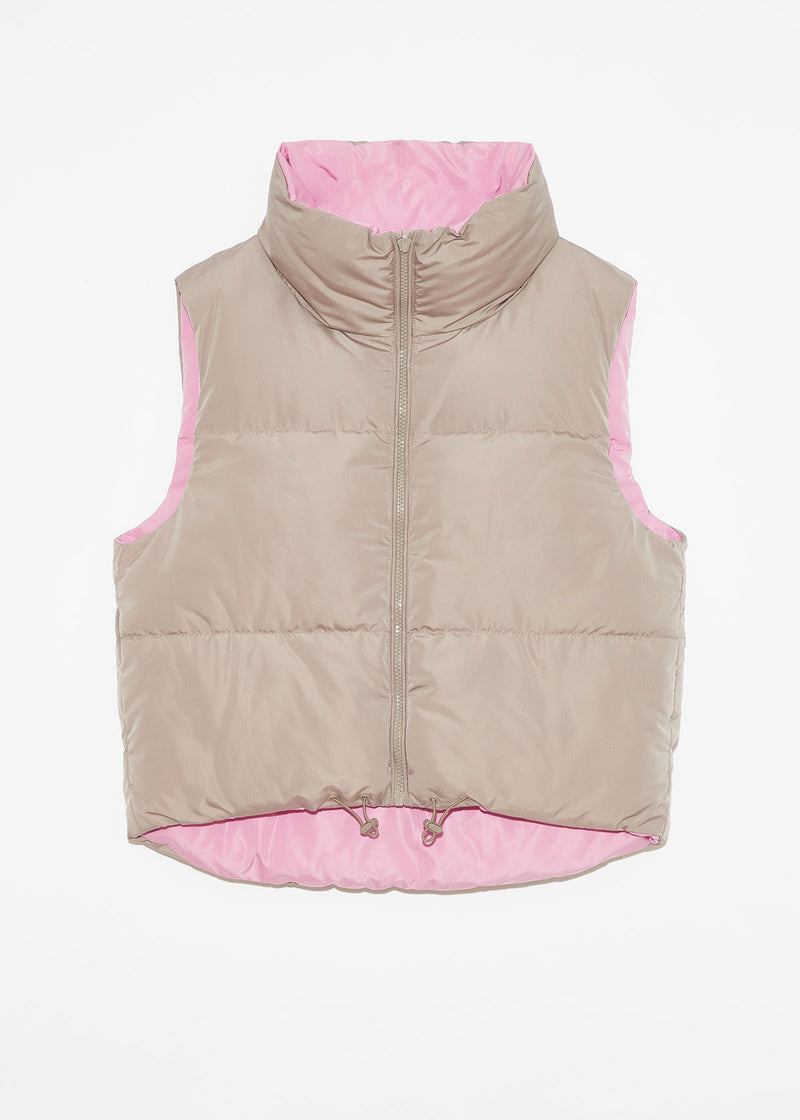 Ladies Kansas Reversible Puffer Vest - Pink & Mink