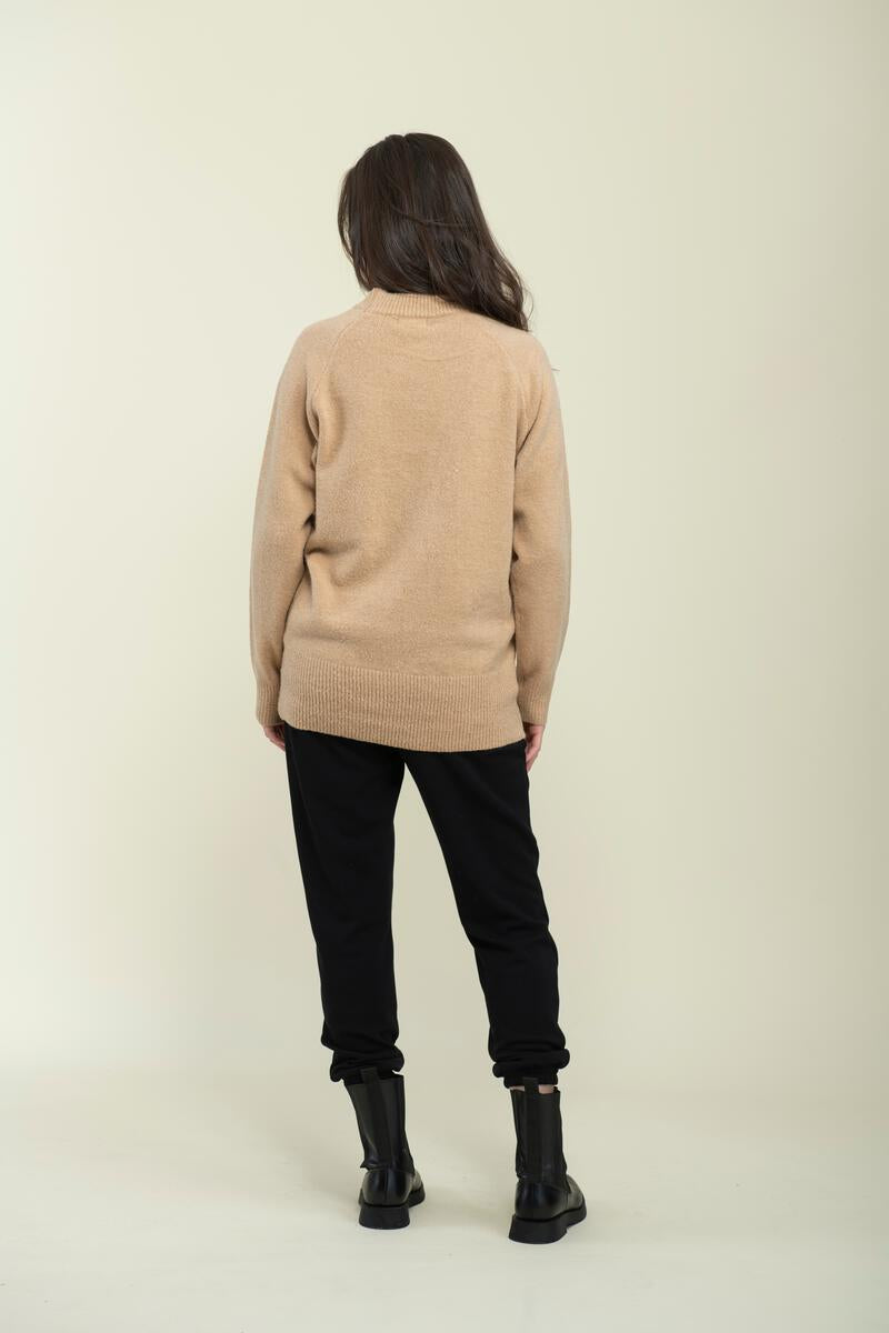 Ladies Emerson Oversized Sweater - Camel