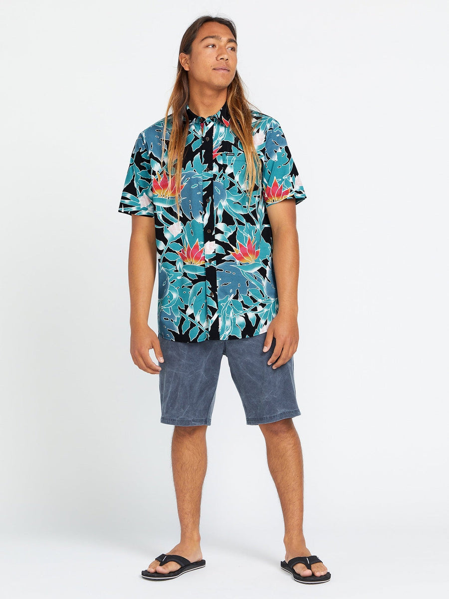 Men's Leaf Pit Floral Short Sleeve Button Up