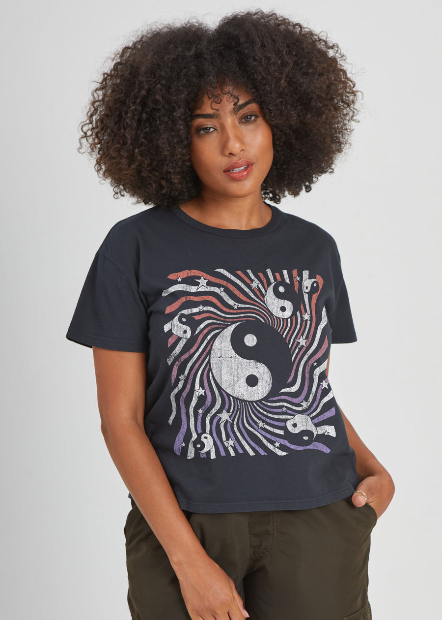 Ladies Yin Yang Psychelic Girlfriend Tee