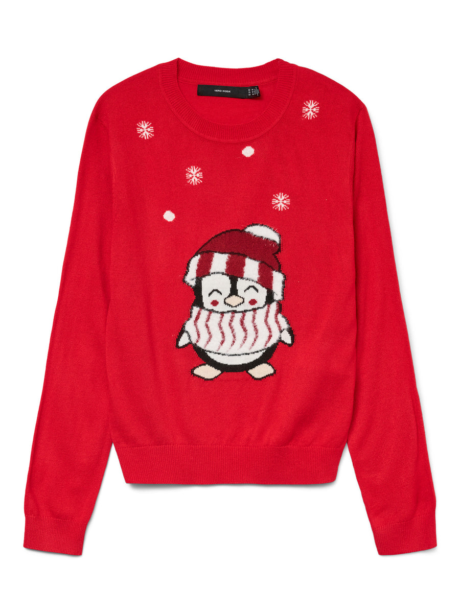 Ladies Christmas Sweater - Chinese Red