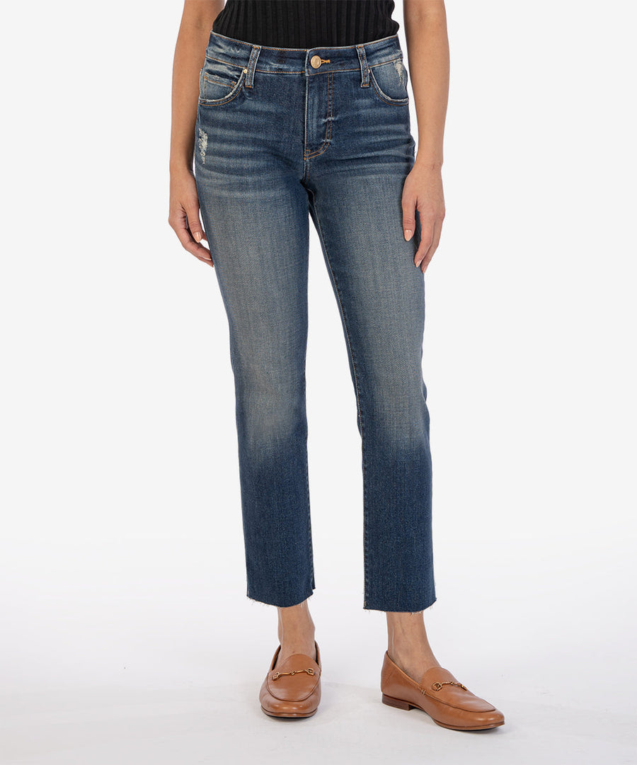 Ladies Reese High Rise Ankle Straight Raw Hem Jean