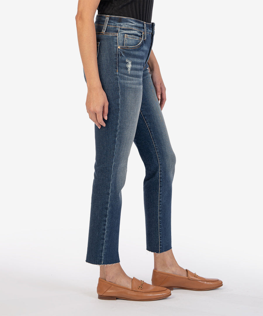 Ladies Reese High Rise Ankle Straight Raw Hem Jean