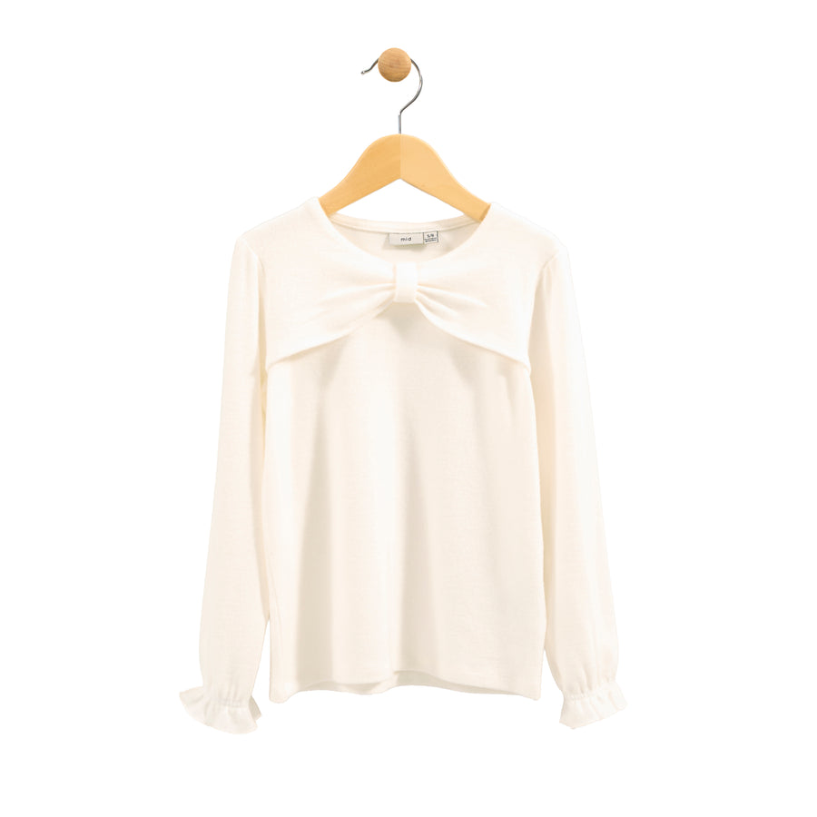 Girl's (2-7) Long Sleeve Top - White