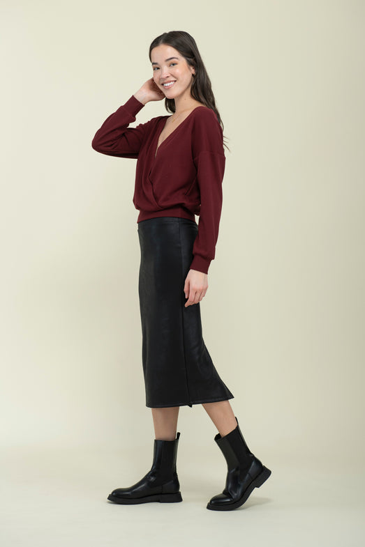 Ladies Amelie Crossover Reversible Blouse - Mulled Wine