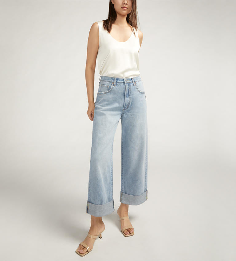 Ladies Baggy Wide Leg Crop Jean