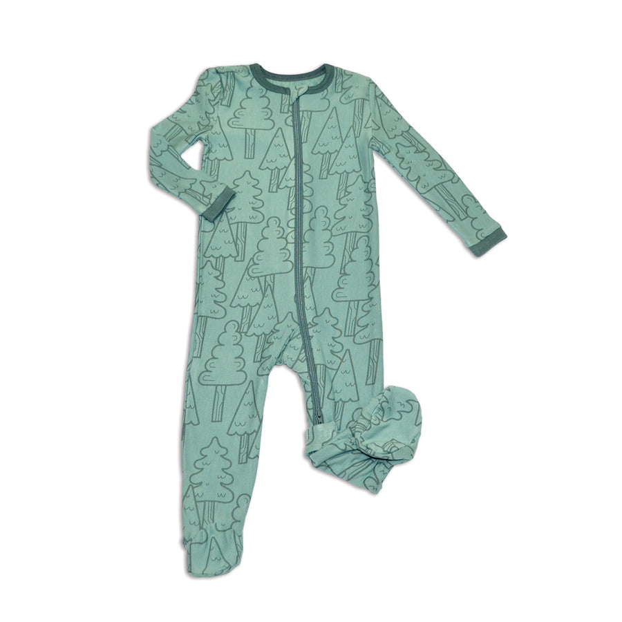 Infant Bamboo Fleece Footie - Forest Pine