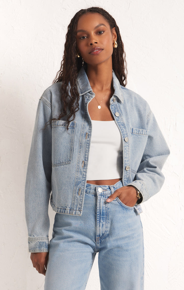 Ladies Cropped Denim Jacket