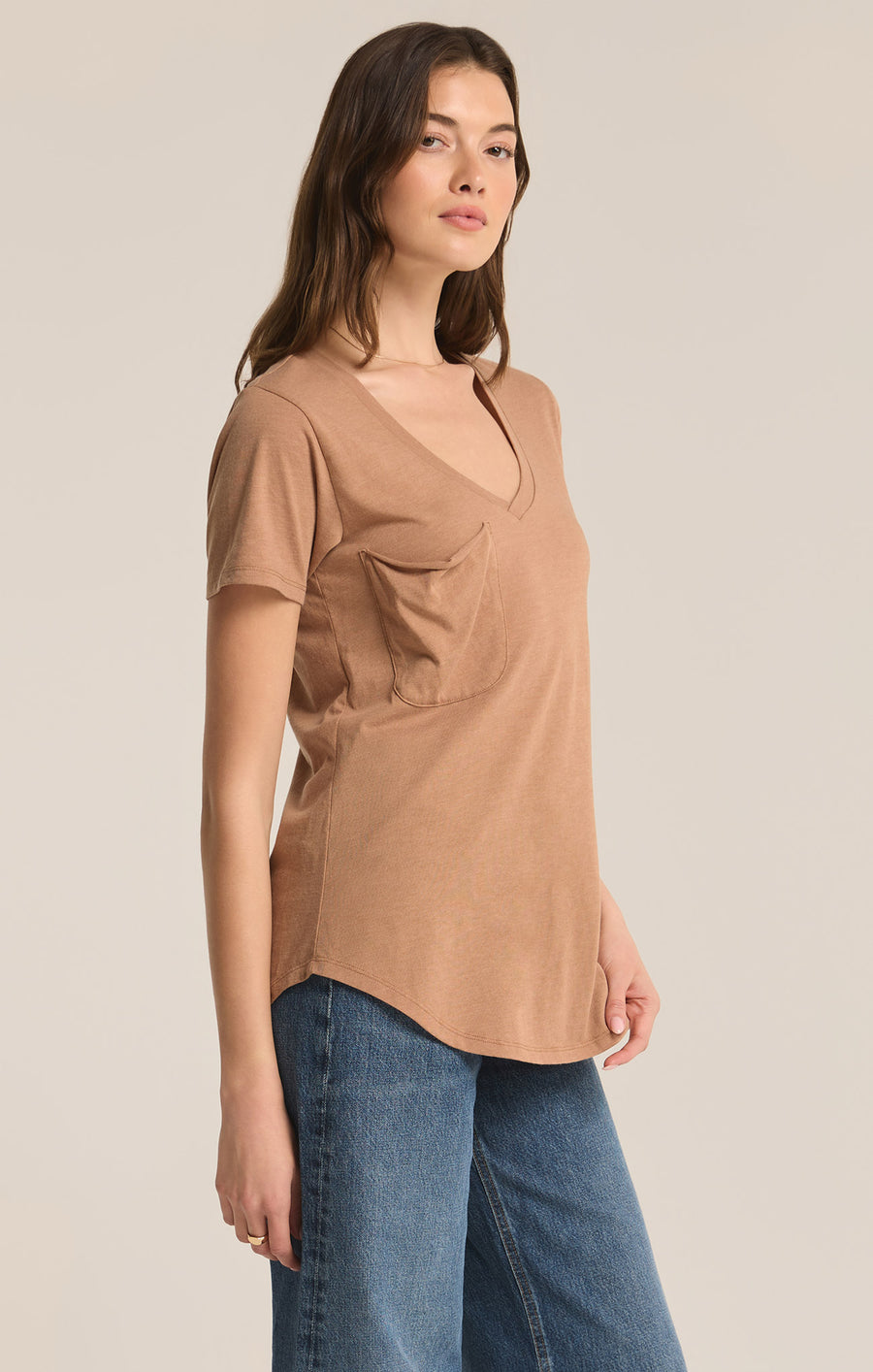 Ladies Pocket Tee - Burro