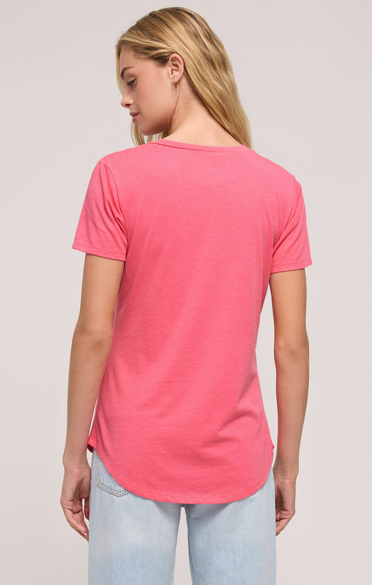 Ladies Pocket Tee - Disco Pink