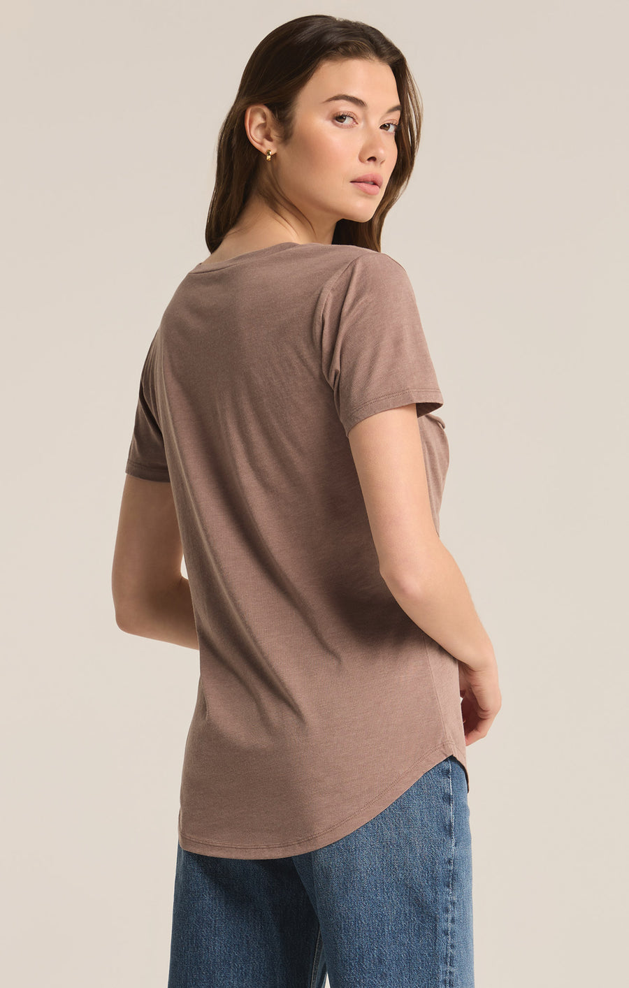 Ladies Pocket Tee - Deep Taupe