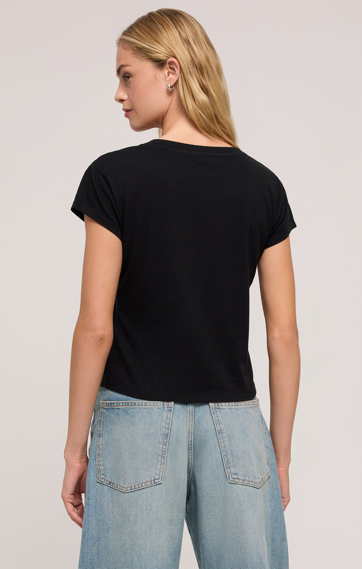 Ladies Modern V-Neck Tee - Black