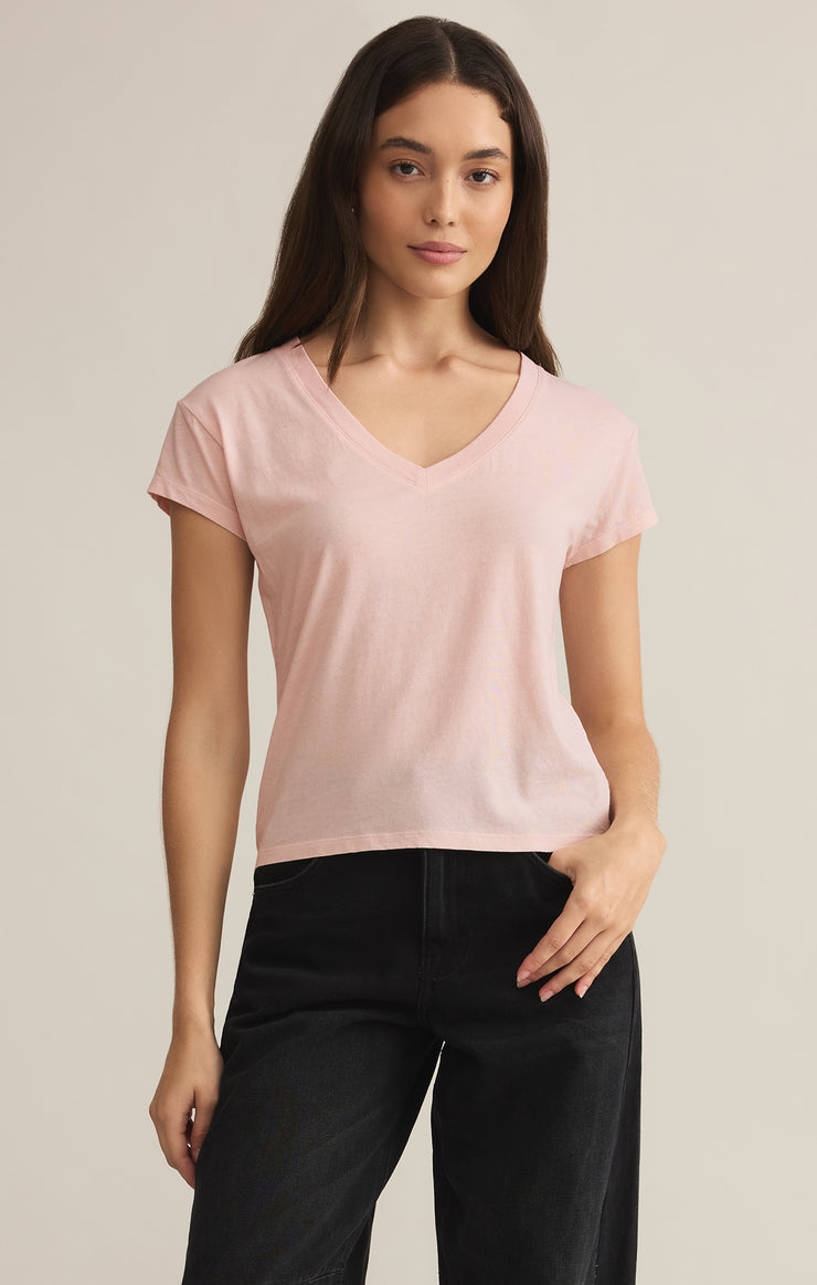 Ladies Modern V-Neck Tee - Pink Salt