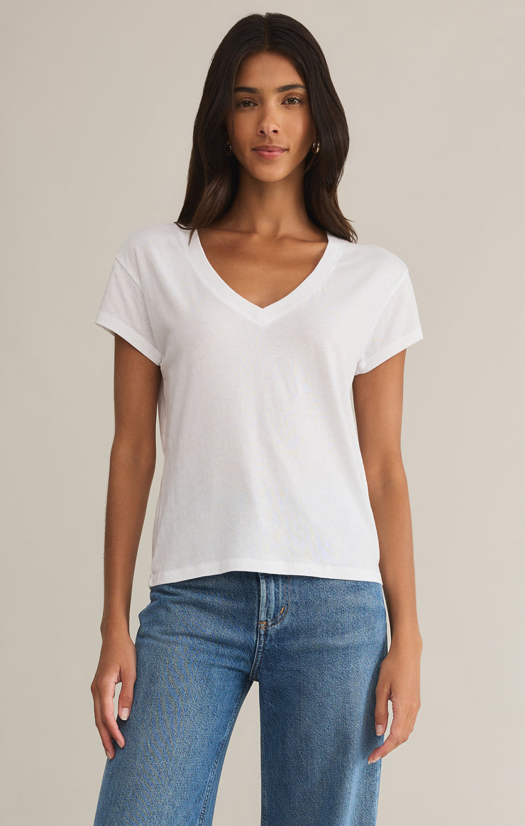 Ladies Modern V-Neck Tee - White