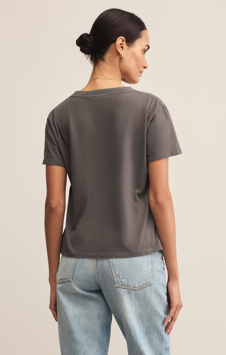 Ladies Weekdays V-Neck T-Shirt - Washed Grey