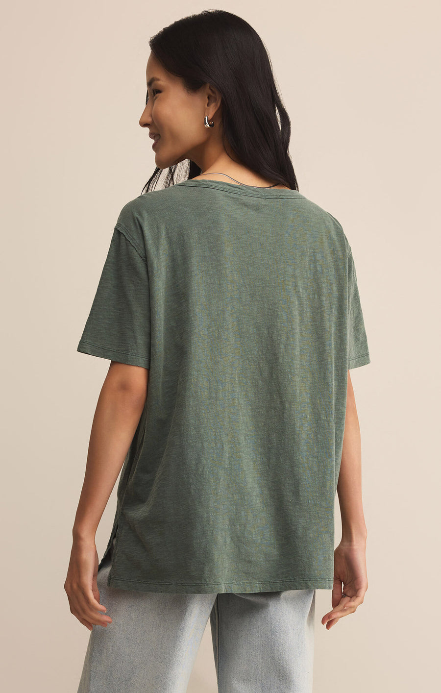 Ladies Lively Relaxed V-Neck Tee - Hunter Green