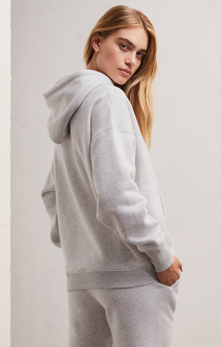 Ladies Oversized Hoodie - Light Heather Grey