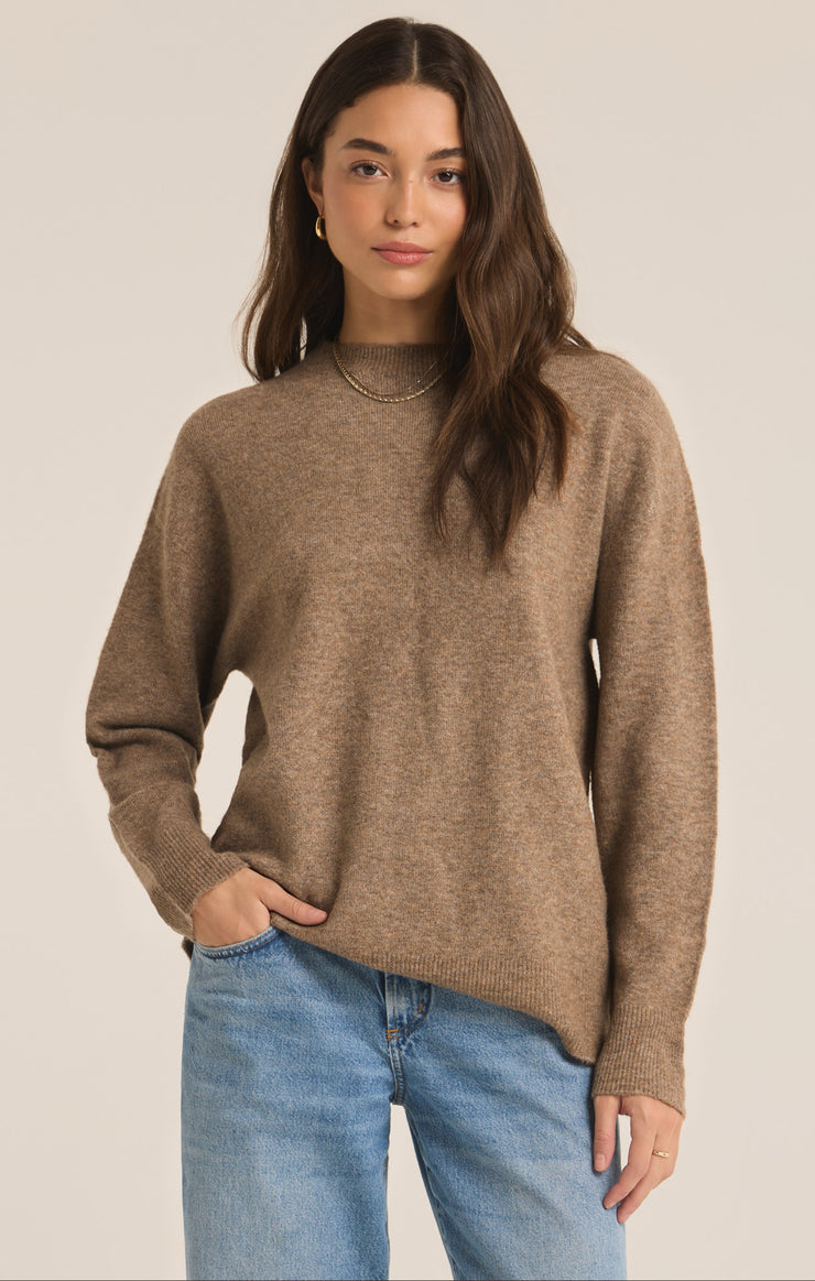 Ladies Gia Crew Neck Sweater - Chai