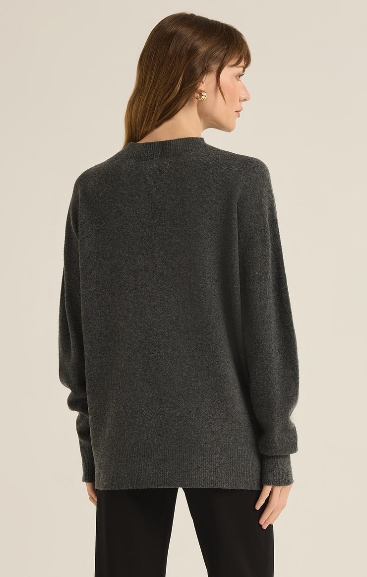 Ladies Gia Crew Neck Sweater - Charcoal Heather