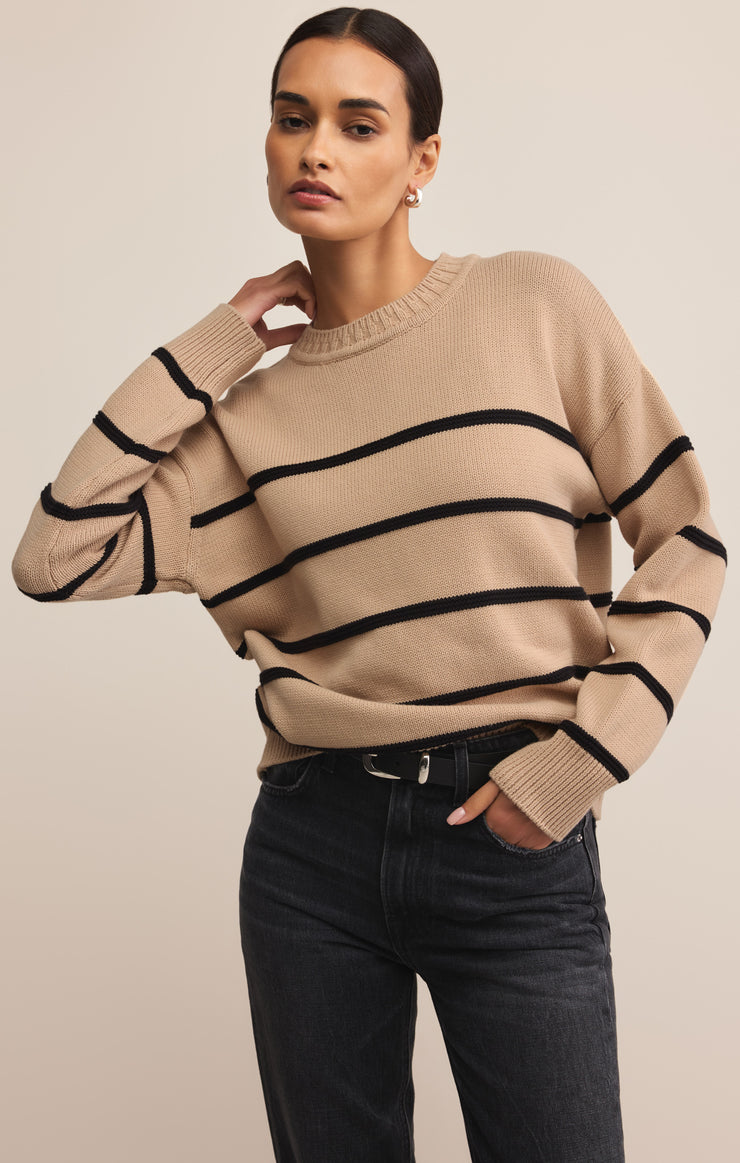 Ladies Boyfriend Striped Sweater