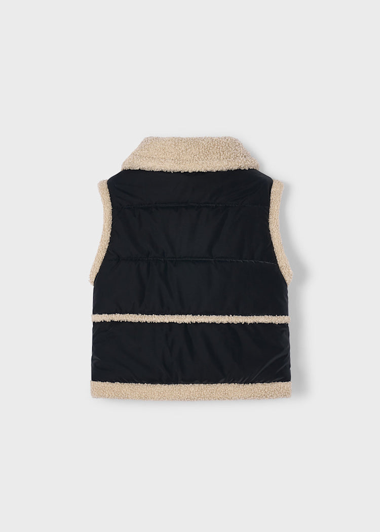 Girl's (2-10) Sherpa Lined Vest - Black