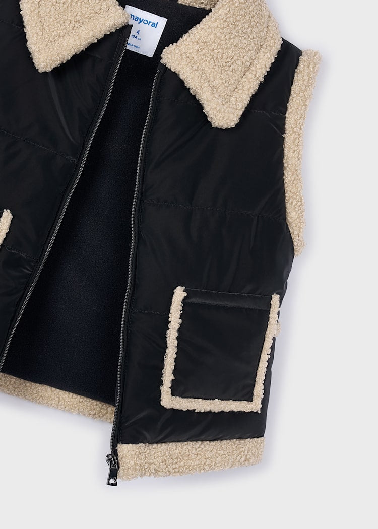 Girl's (2-10) Sherpa Lined Vest - Black
