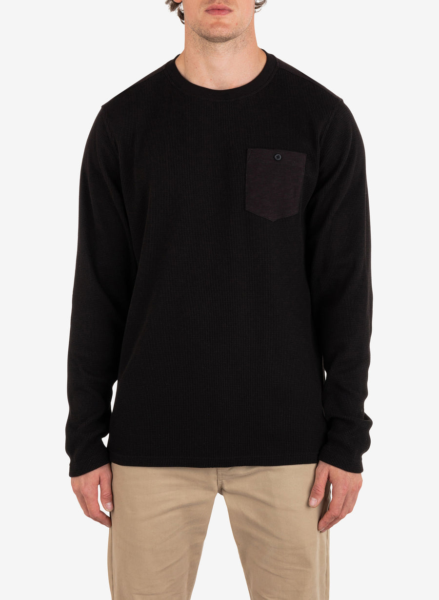 Men's Felton Thermal Long Sleeve Crew - Black