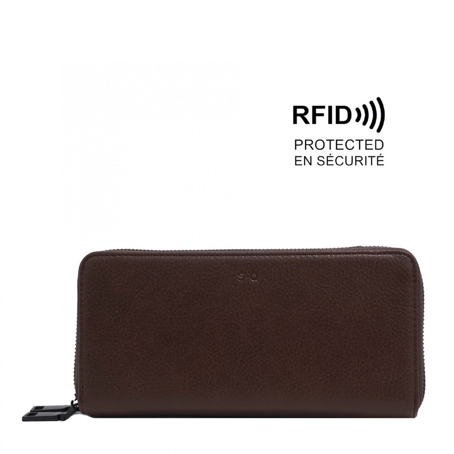 Bria Double Zip Around Wallet - Chocolate