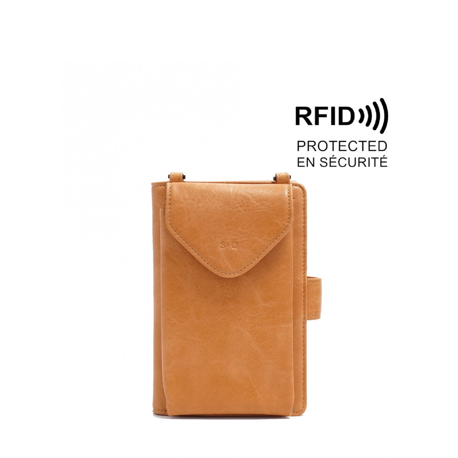 Lina Crossbody Wallet - Saddle Tan