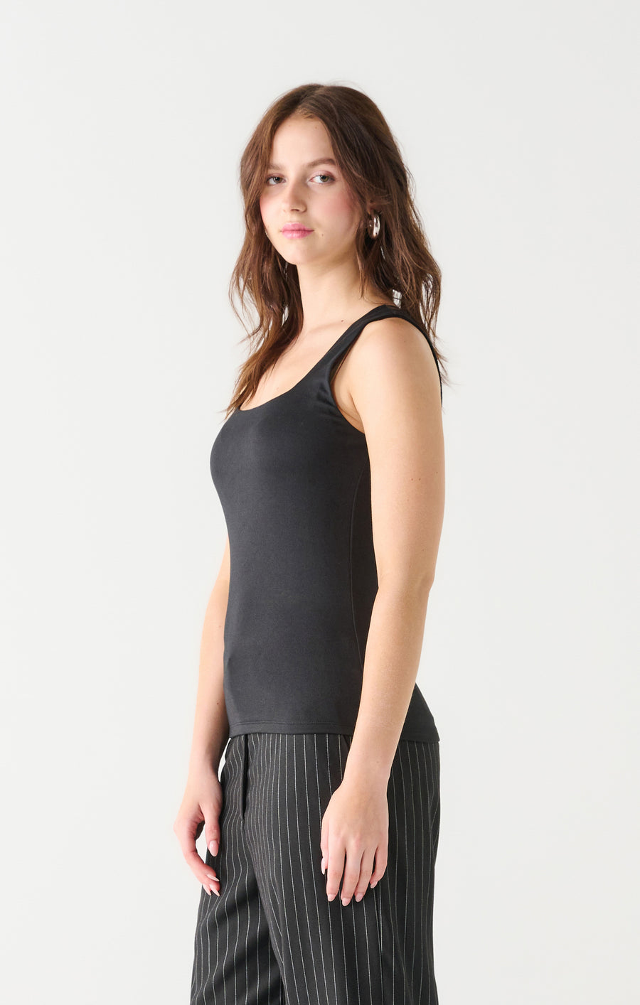 Ladies Square Neck Tank - Black