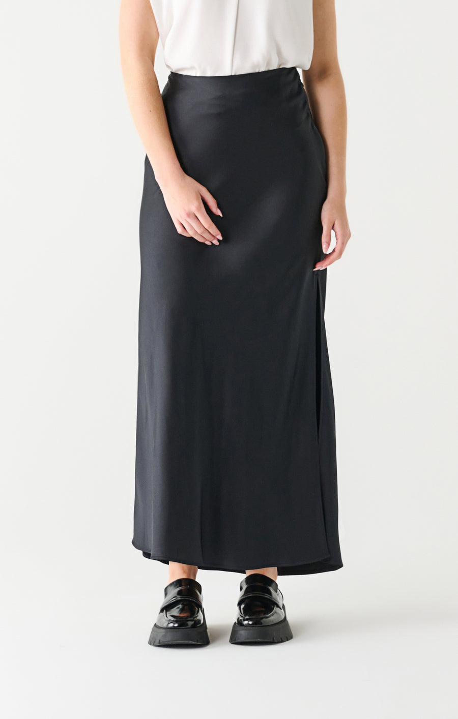 Ladies Satin Maxi Skirt