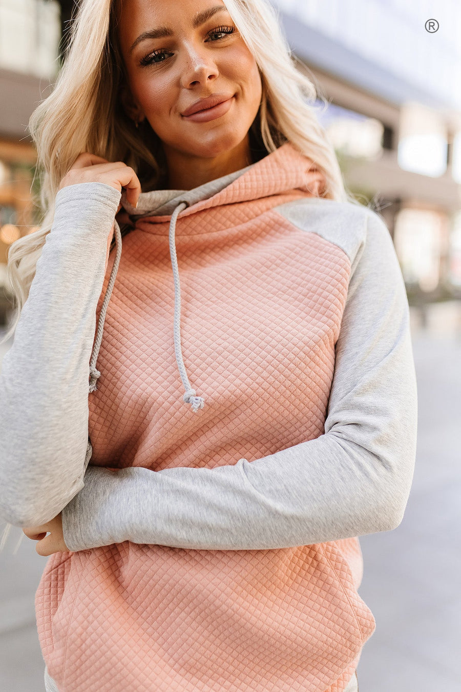 Ladies Double Hood Sweatshirt - Just Peachy