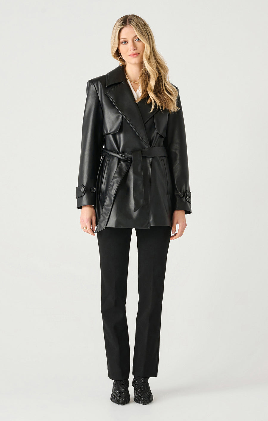 Ladies Faux Leather Trench